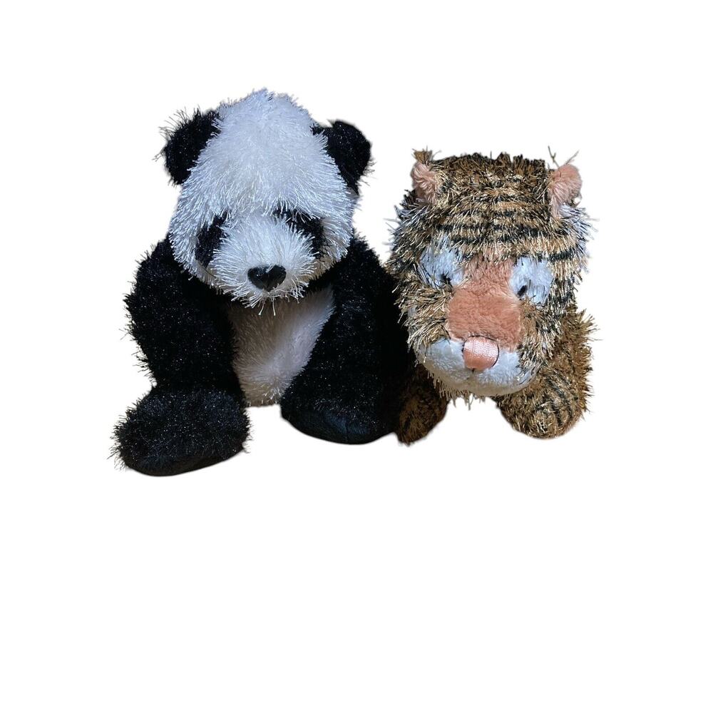 Ganz Webkins Zoo Buddies Panda & Tiger Stuffed Animal Plush Lot of 2 No Codes